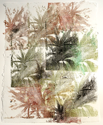 "Verdancy." Linen pulp paint printed on wet handmade cotton paper, $250
